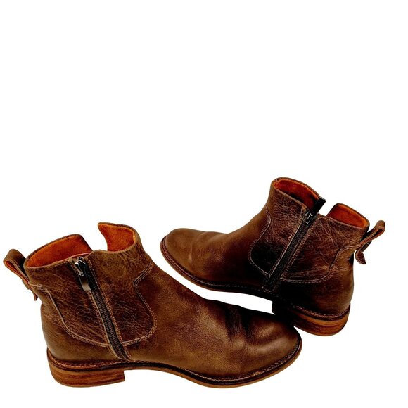 Franco Sarto Chelsea Boot Side Zip Taupe Block Flat Womens Leather Shoe Size 7.5 - Picture 7 of 11